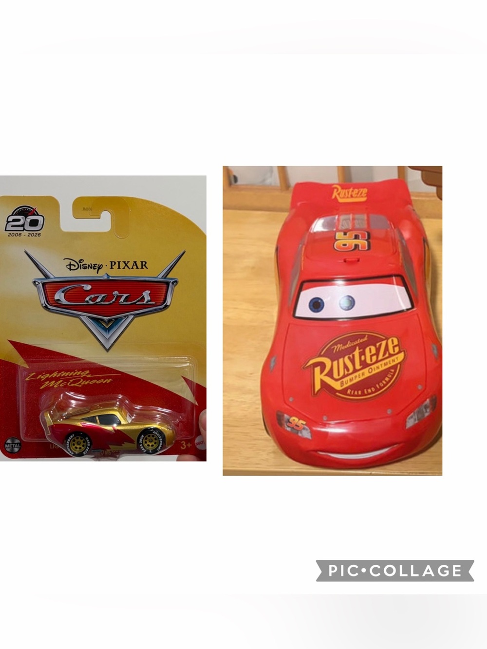 Gold lightning McQueen and popcorn bucket